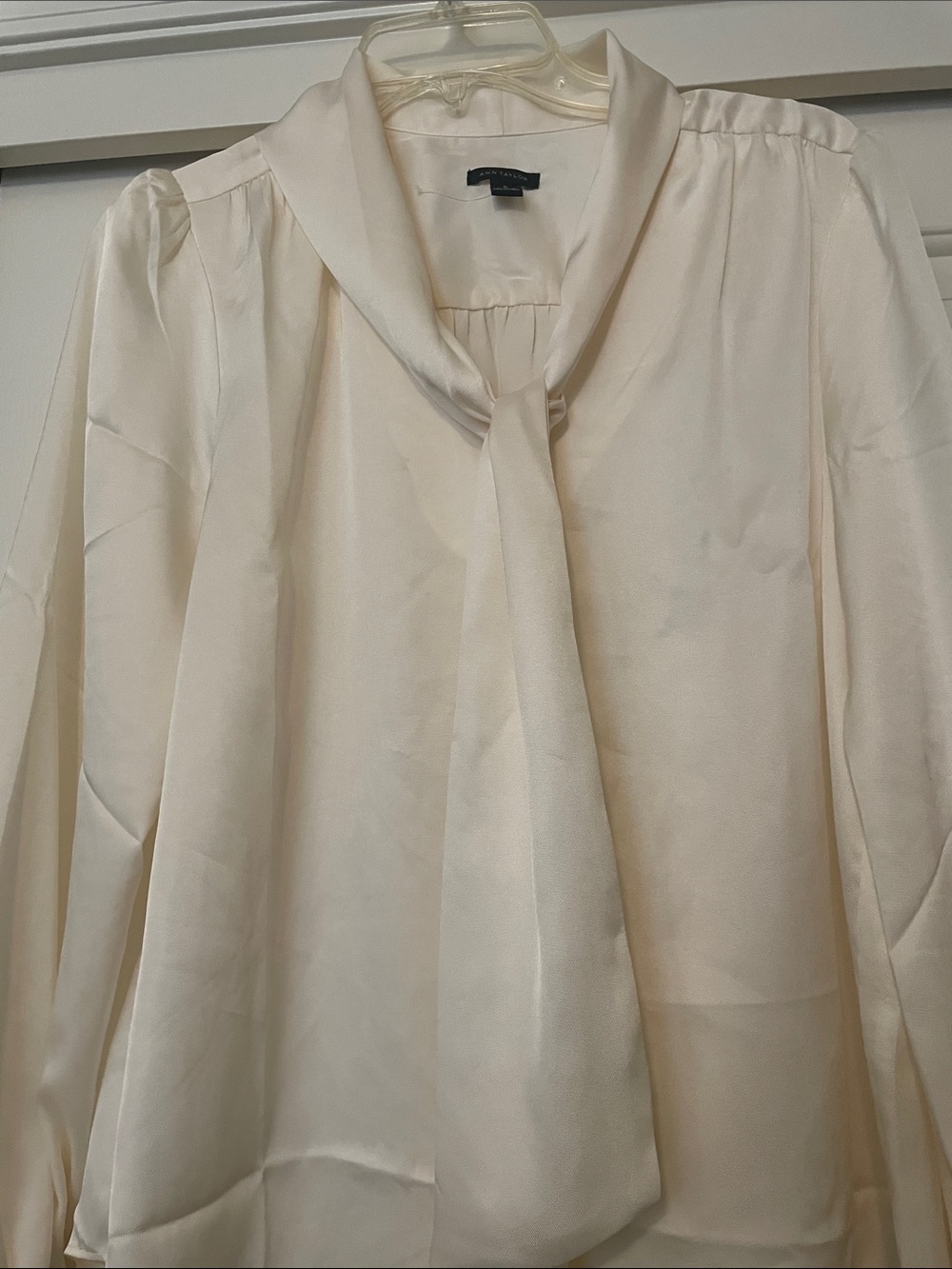 Ann Taylor Cream Blouse with Soft Pleats